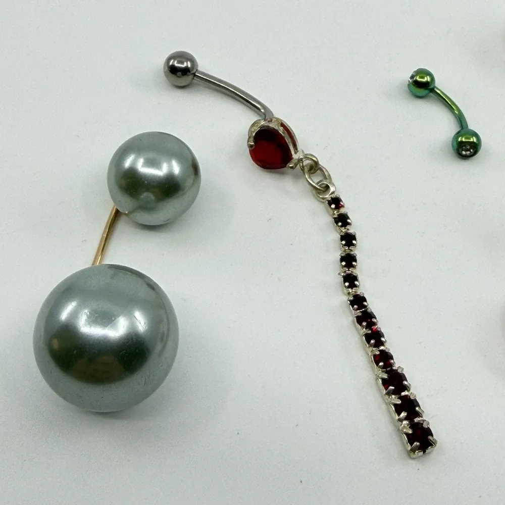 Lot of 5 Trendy Dangle Belly Button Rings Aesthetic Navel Piercings